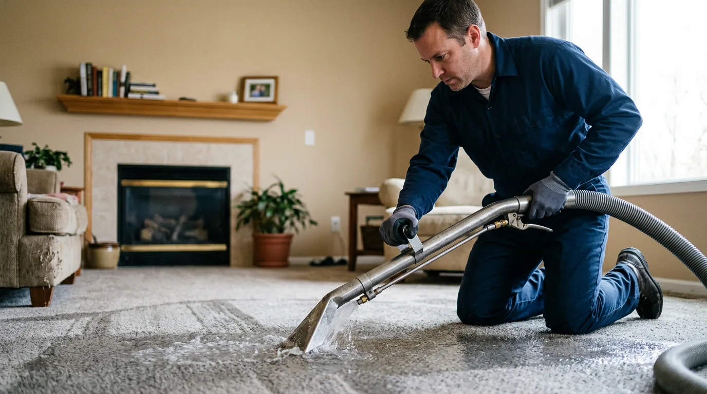 Water damage restoration technician working near Camp Wood, TX